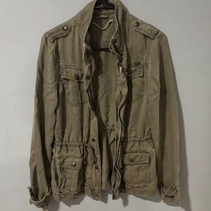 Max Jeans Olive Utility Military Jacket Gorpcore